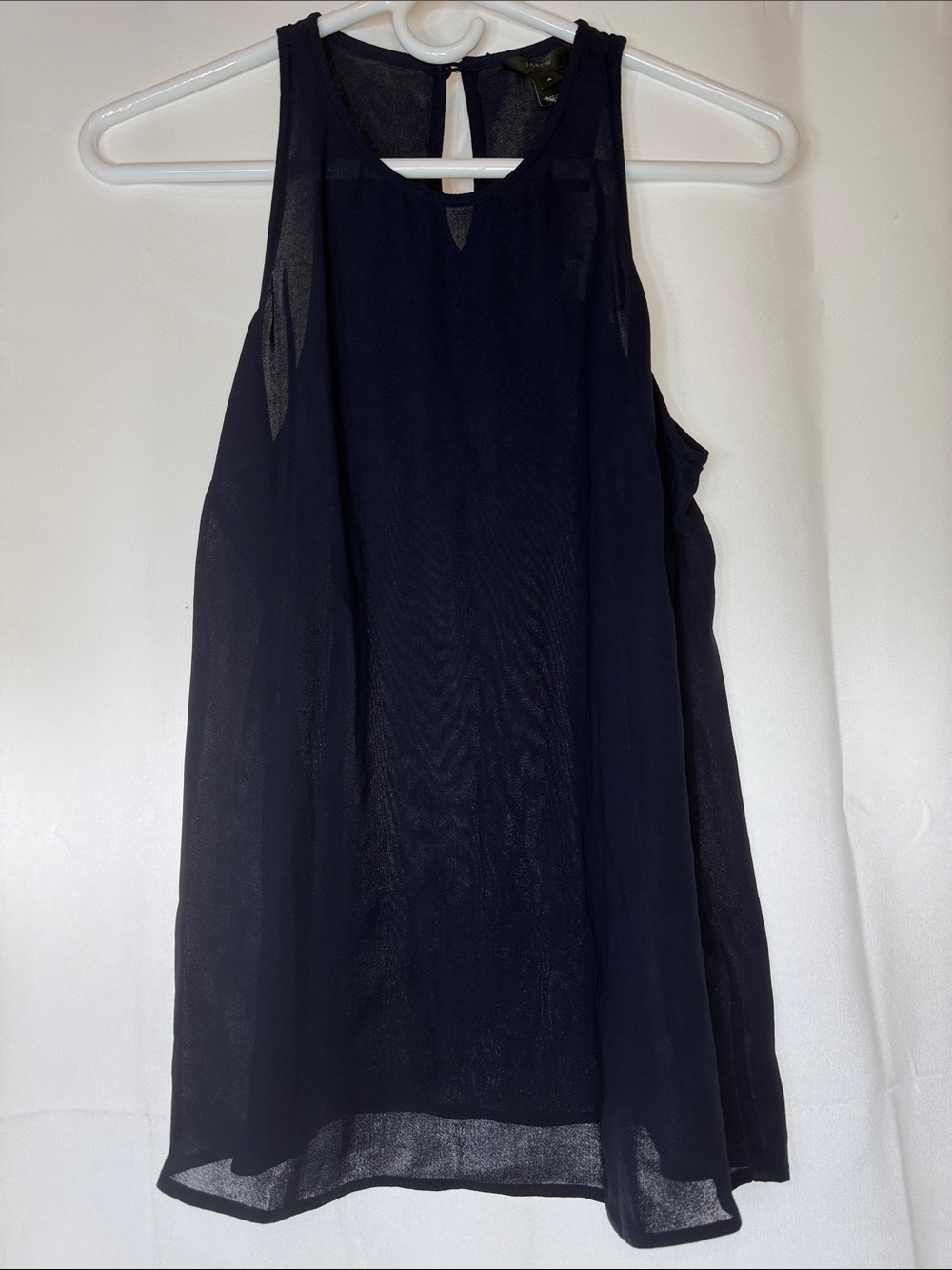 J. Crew Navy Sleeveless Chiffon Overlay Camisole